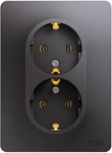 Розетка с заземлением Systeme Electric Glossa 1-м. 2 мод. графит картинка
